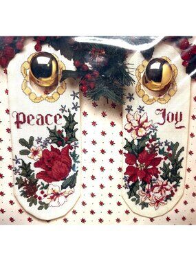 Joy And Peace Floral Doorknob Decor Cross Stitch Kit Set Of 2